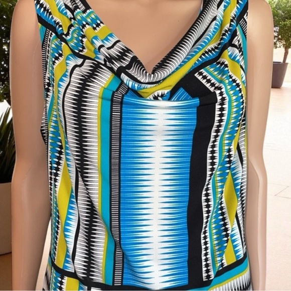 Calvin Klein Women's Lime Green Multi/Color Sleeveless Cowl-Neck Top Blouse - Picture 7 of 16